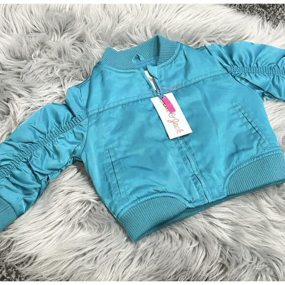 Cat & Jack Teal Bomber Jacket W/Rainbow Appliquéd Back Size 12month‎ - Picture 4 of 4